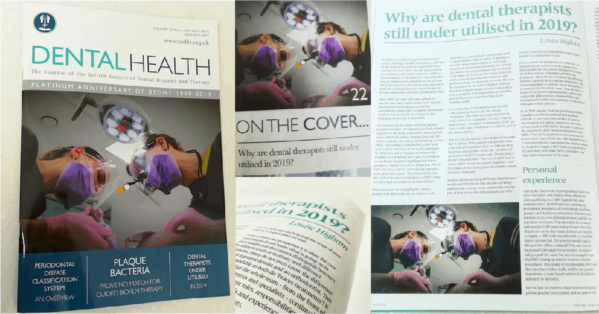 Smileworks treatment team pictured in the March 2019 Dental Health journal from the British Society of Dental Hygiene and Therapy.