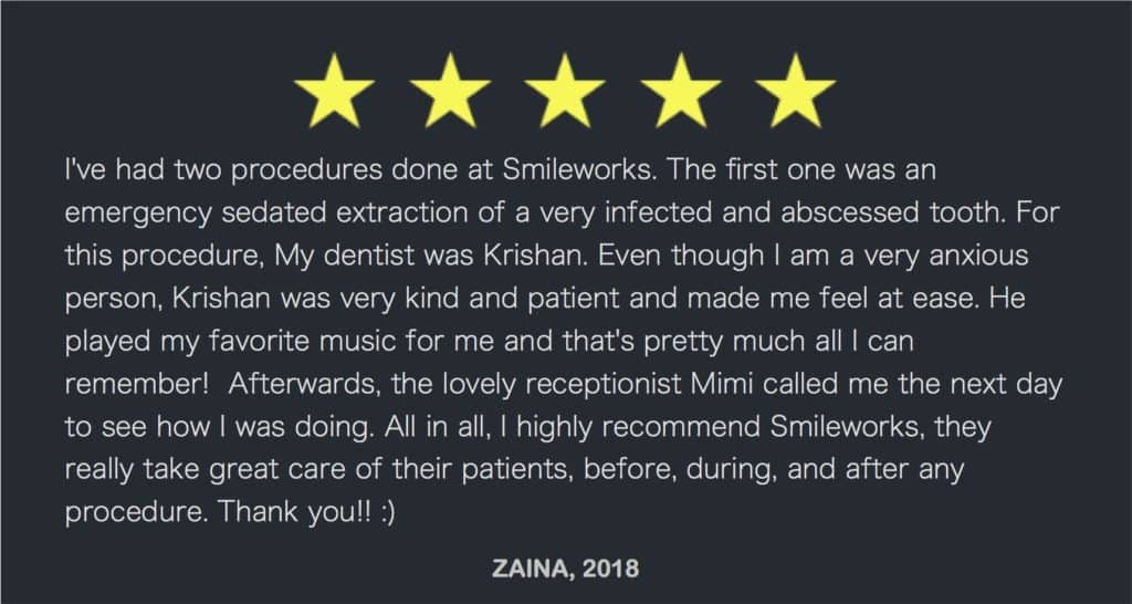 Zaina 5 star tooth extraction review