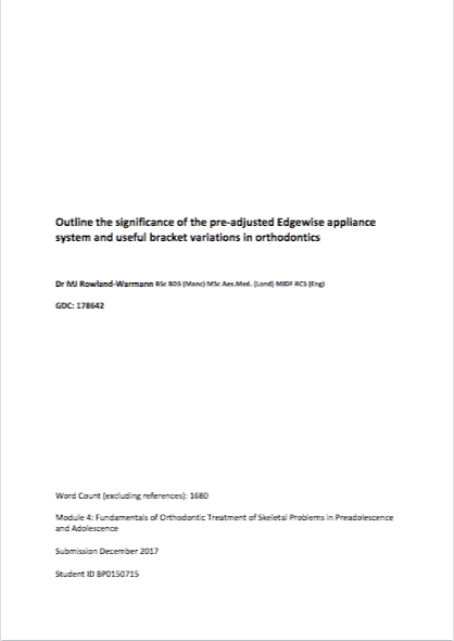 outline the significance of the pre adjusted edgewise appliance edgewise appliance