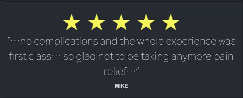 Review from Mike 2019, no more pain relief