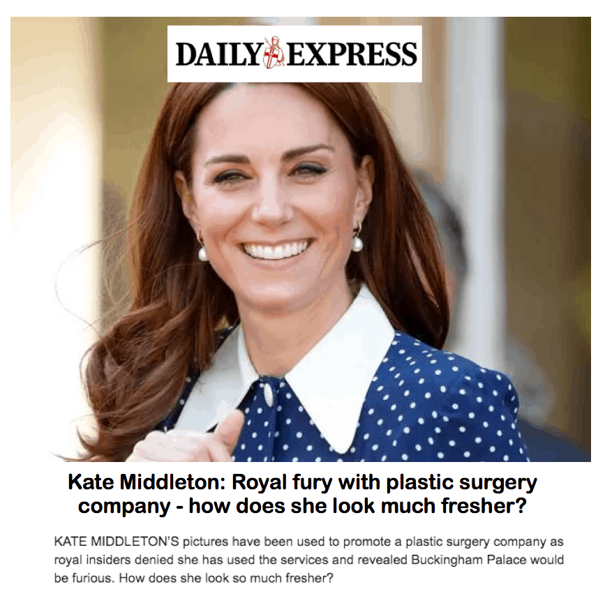 Daily Express
<br/>
<br/>
Kate Middleton: how does she look much fresher?