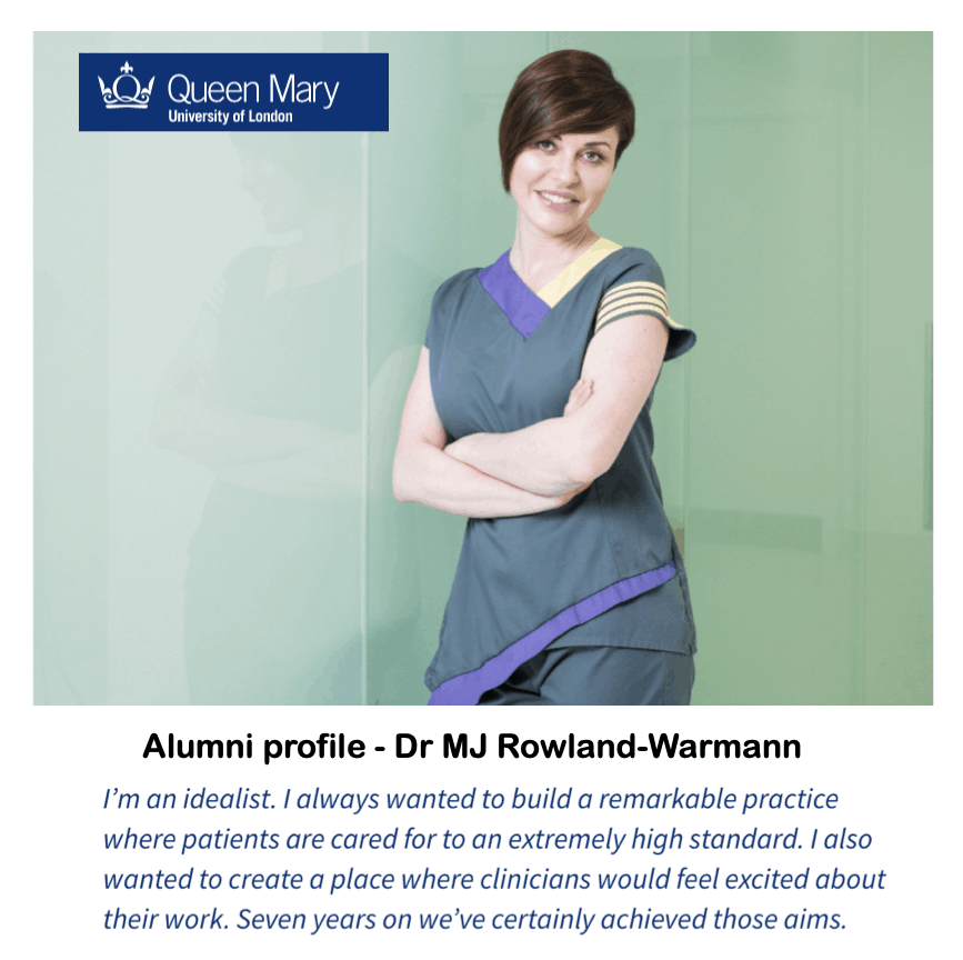 Queen Mary University of London
<br/>
<br/>
Alumni profile - Dr MJ Rowland-Warmann