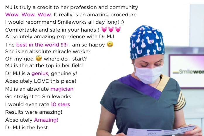 Patient review excerpts about Dr MJ